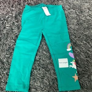 Dark Green Pants With Unicorn Design